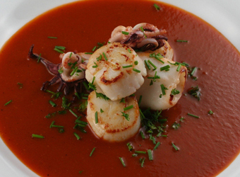Cherokee Purple heirloom tomato soup